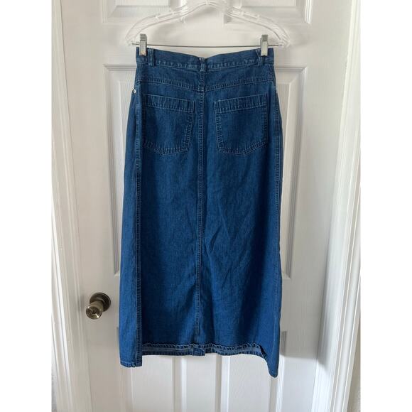 Talbots- Vintage Denim Skirt Button Front Maxi Midi Size 8 Westerncore Retro - Picture 2 of 7